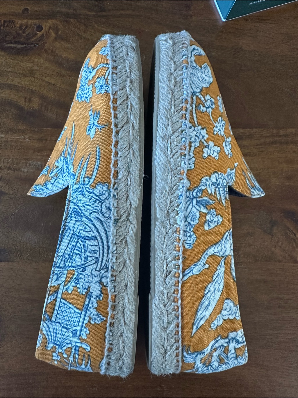 Stubbs & Wooten Gatsby Toile Orange Floral Slip-On Espadrilles Size 9 — image 7 of 7
